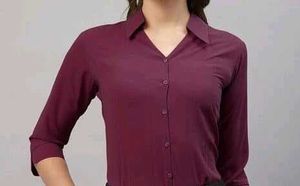 Urban Threads Maroon Cotton Blend Shirt
