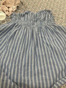 Blue Striped Off-Shoulder Dress