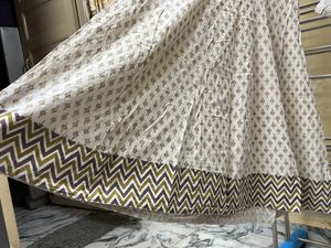 Foil Print Off White Anarkali Kurta