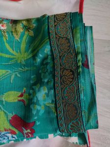 Beautiful green floral saree.