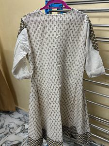 Foil Print Off White Anarkali Kurta