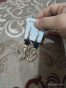COMBO...Elegant Gold & Black Statement Earrings