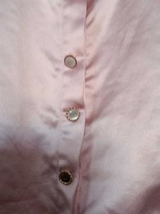 Pink Silk top with Ruffles