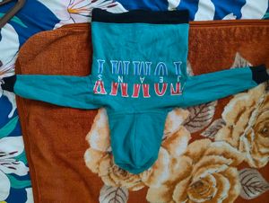 Teal Zip-Up Hoodie with Pockets