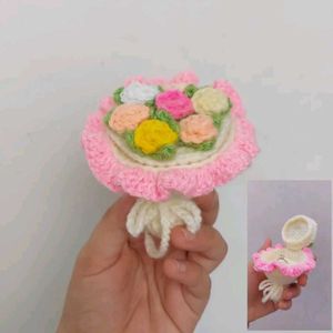 🌸 Handmade Crochet Flower Bouquet Ring Box