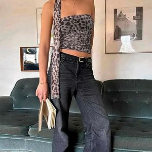 Leopard Print tube top with neck band