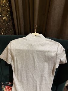 Light Grey Ribbed Mock Neck Top