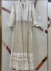 Off White very classy Lucknowee chikankari gown