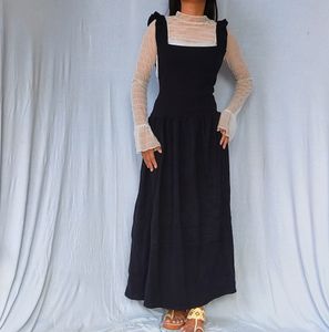 Black Maxi Pinafore Dress
