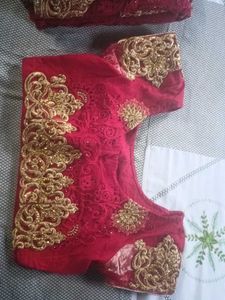 Red Stone Work Net Saree