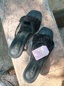 Chic Black Floral Mules