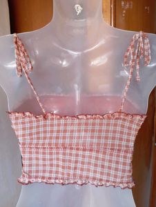 Plaid Smocked Crop Top