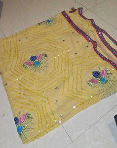Embroidered Saree with Mirror Work Border