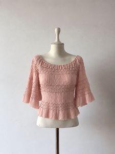 Pink Textured Peplum Top