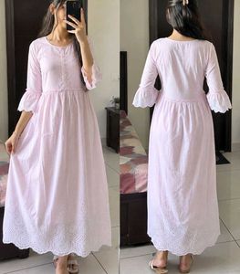Elegant Pink Eyelet Maxi Dress