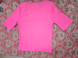 SHEIN Vibrant Pink Ribbed Square Neck Top