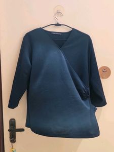 Teal Blue Wrap Style Top