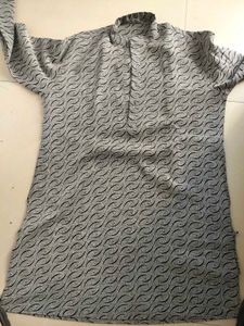 Stylish Grey Kurta with Wave Pattern