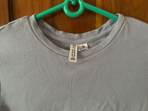H&amp;M Light Blue Basic Ribbed T-Shirt