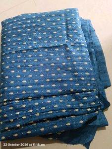 Blue saree with Gold Print