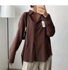 Oversized Brown Collared Shirt