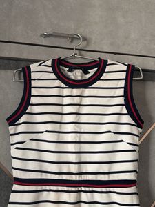 Classic Striped Sleeveless Knee-Length Dress