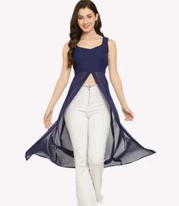 Elegant Navy Blue Maxi Dress L size