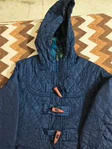 Navy Blue Quilted Toggle Coat