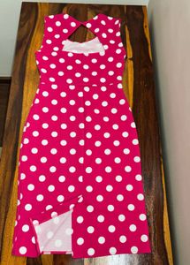 Hot Pink Polka Dot Sleeveless Dress