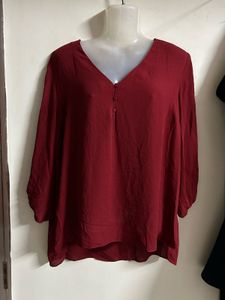 Elegant Red V-Neck Top