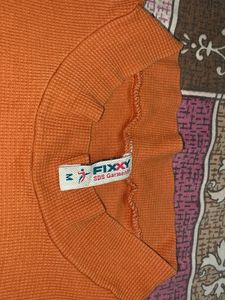 Orange Ribbed Long Sleeve Top