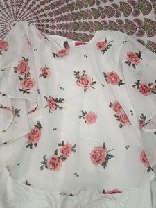 Twinning Floral Print Ruffle Sleeve Tops (Set of