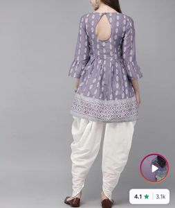 Stylish Purple Kurta with White Dhoti Pants