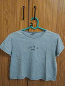 'Made in the 2000's dusky blue baby-Tee