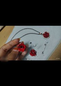 Red Rose Jewellery Set chain earings korean