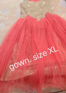 Stunning Coral Tulle Embellished Gown