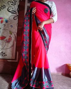 Fancy saree with readymade blouse