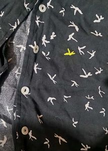 Cute Bird Print Black Top