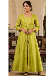 Elegant Lime Green Kurta amd jacket Set