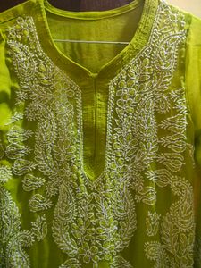 Embroidered Green Kurta