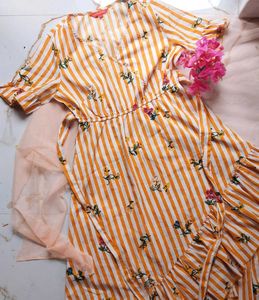 Chic Striped Floral Midi Dress