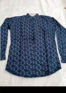 Casual Blue Printed Men's Shirt