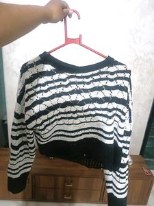 Striped Cropped Knit Sweater