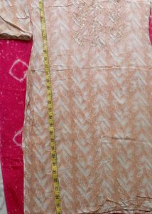 Elegant Embroidered Kurta ✨peach colour