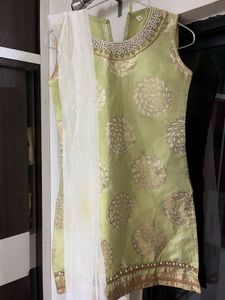 Light Green Embroidered Kurta Plazo &amp; Patiala Set