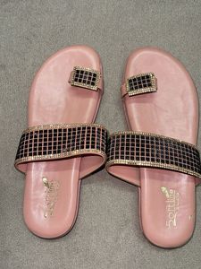 Sparkling Pink Flat Sandals