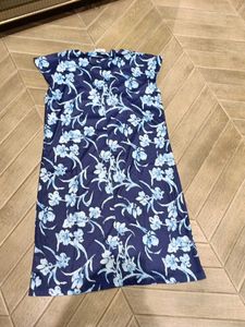 Navy Blue Floral Print Dress