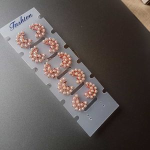 Chic Pearl & Rose Gold Tone Earrings Set