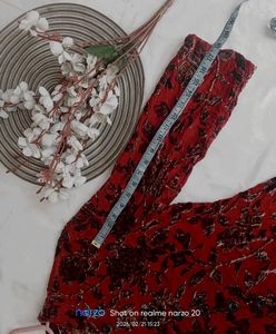 Red Floral Print Long Sleeve Top
