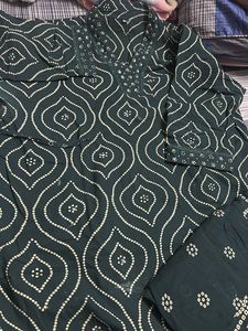 Green Bandhani Print Kurta set